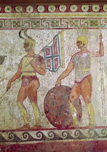 Fotsoldater, gravmålning från Paestum (se även 119488) av Greek School