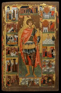 Ikon av St. George med scener ur hans liv (äggtempera på panel) av Greek School