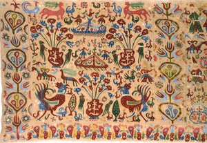 Del av en brudsäng, från Ioannina, Ipeiros (linne broderat med sidentrådar) (detalj) (se även 271903) av Greek School