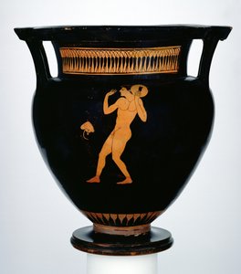 Krater med röd figur som visar en diskuskastare (keramik)