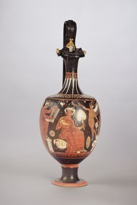 Röd och vit figur Oinochoe, c.310 f.Kr. (keramik) av Greek School