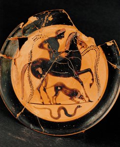 Ryttare och hans hund (lera) av Greek School