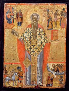 St. Charalambos, ikon, från Makedonien, sent 1500-tal (tempera på panel) av Greek School