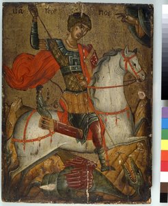 St. George dräper draken, ikon, Kreto-venetianska skolan, av Greek School