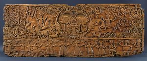 Framsidan av en kista, från Mani, Peloponnesos, 1600-1700-talet (snidat trä) av Greek School