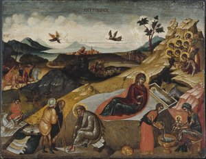Kristi födelse, ca. 1490. av Greek icon.