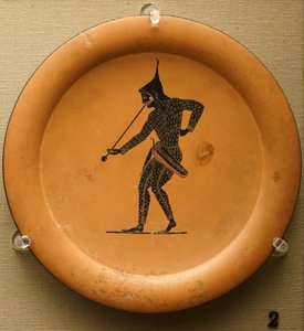 Svartfigurerad tallrik, tillverkad i Aten av Greek School