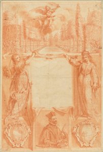 Ett utkast till en Frontispiece: "Viridarium sacrae ac profanae eruditionis av Gregoire Huret