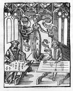 Liberal Arts: Arithmetic - i "" Philosophical Daisy"" av Gregor Reisch (1467-1525). Bal