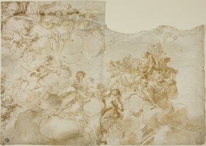Kvinnofigurer med putti i moln av Gregorio de
