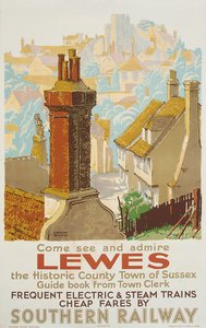 Lewes, affisch som annonserar Southern Railway (färg litho)