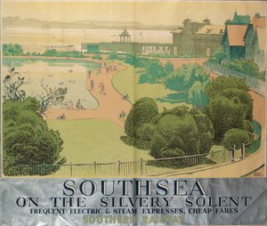 "Southsea on the Silvery Solent", affisch som annonserar Southern Railways