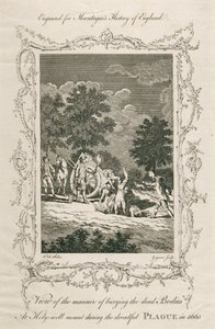 Begravning av pestoffer, Holywell Mount, Shoreditch, London, 1665 c sent 1700-tal av Grignion