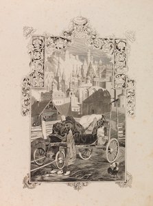 Frontispice till romanen Tarantas The Tarantass av Vladimir Sollogub, 1845. av Grigori Grigorevich Gagarin