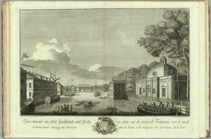 Utsikt över Fontanka-floden från Grotto Book till 50-årsdagen av grundandet av St. Petersburg, 1753 av Grigory Anikeevich Kachalov