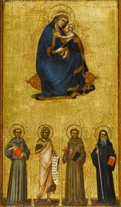 Madonna och barn med heliga, cirka 1360 (tempera och bladguld på poppelpanel)