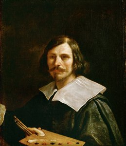 Självporträtt med målarpalett ... av Guercino (1591-1666)