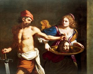Salome tar emot John Baptists huvud, av Giovanni Francesco Barbieri, känd som Guercino (1591-1666), olja på duk