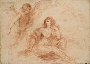 En ängel som visar sig för Hagar och Ismael, c1653 av Guercino