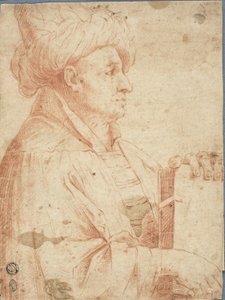 Byst av den turbannade mannen med en bok av Guercino