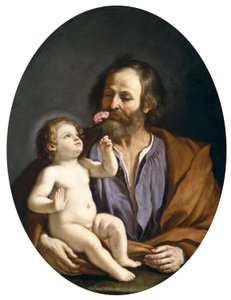 Guercino - Sankt Josef med Jesusbarnet, ca 1637 av Guercino