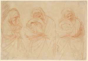 Madonna Mourning: Studier för Kristi gravläggning av Guercino