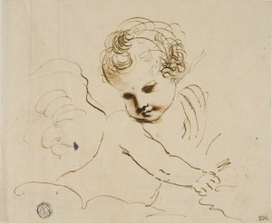 Putto i molnen av Guercino
