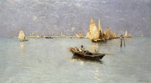 Segelbåtar i den venetianska lagunen