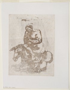 Acidia vestita di nero - Sengångare sittande på en åsna, ca 1793 (tryckt i svarttusch och akvatint)