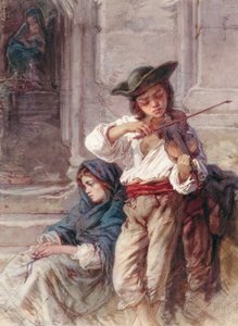 Den unge violinisten, ca 1880 (wc på papper)