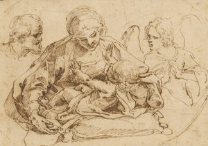 Den heliga familjen med en ängel av Guido Reni