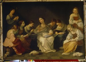 Jungfruns utbildning. (The Education of The Virgin). Målning av Guido Reni (1575-1642), olja på duk av Guido Reni