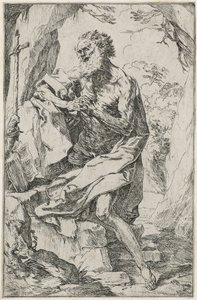 Saint Hieronymus (etsning på lagt papper) av Guido Reni