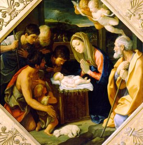 Tillbedjan av Kristusbarnet, c1640 av Guido Reni