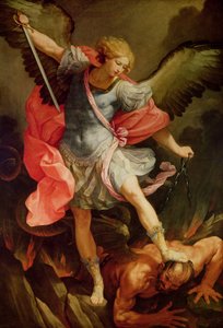 Ärkeängeln Mikael som besegrar Satan (olja på duk)