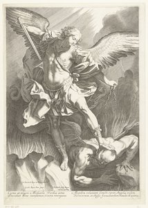 Ärkeängeln St Michael som besegrar djävulen, graverad av Pieter de Bailliu, 1623-60
