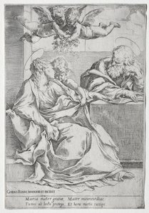 Den heliga familjen med två änglar av Guido Reni