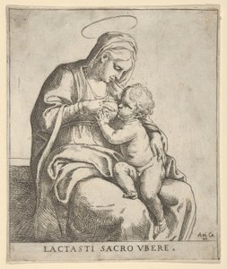 Jungfrun som ammar Kristusbarnet, ca. 1590-1610. av Guido Reni