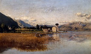 Lake Mezzola (olja på duk) av Guido Ricci