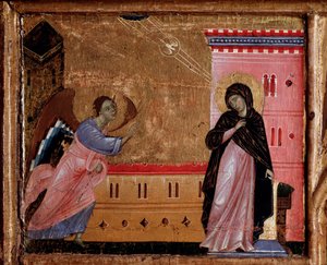 Tillkännagivandet. Detalj av predellen, c.1260-1280