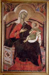Jungfru med barn Jungfru Maria med Jesusbarn - Målning av Guido da Siena (aktiv mellan 1260 och 1280)