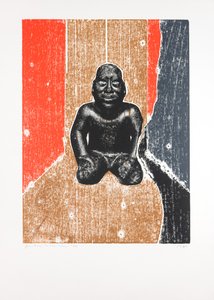 Invisible Room nº10, 2019 (träsnitt och silkscreen) av Guilherme Pontes