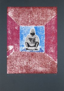 Invisible Room nr 2, 2019 (träsnitt och silkscreen) av Guilherme Pontes