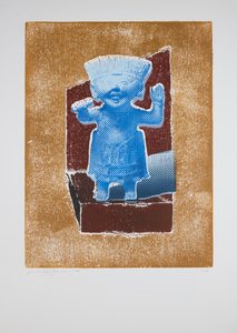 Invisible Room nr 4, 2019 (träsnitt och silkscreen) av Guilherme Pontes