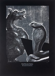 On The Adder´s Bite, Så talade Zarathustra, 2024 (träsnitt och silkscreen) av Guilherme Pontes
