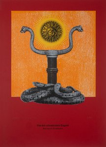 Om den gåvogivande dygden, Så talade Zarathustra, 2024 (träsnitt och silkscreen) av Guilherme Pontes