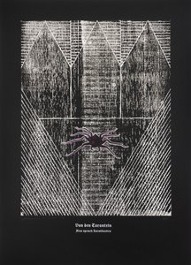 On The Tarantula, Så talade Zarathustra, 2024 (träsnitt och silkscreen) av Guilherme Pontes