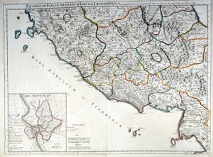 Historisk karta över den italienska regionen där etruskerna levde efter Atlas of G. Delysle av Guillaume (after) Delisle