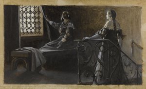 Ethel och den beslöjade kvinnan, ca 1889 (olja på duk) av Guillaume Albert Demarest