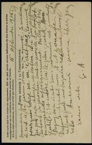 Autografvykort till Jean Mollet, daterat 16 september 1915 av Guillaume Apollinaire